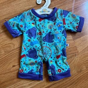 Colorful Build-A-Bear Romper with Monster Print